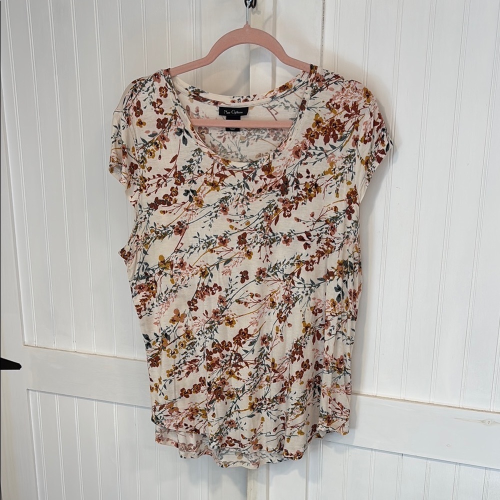 Nue Options Floral Print Women's  short sleeve Top - Multicolor size L